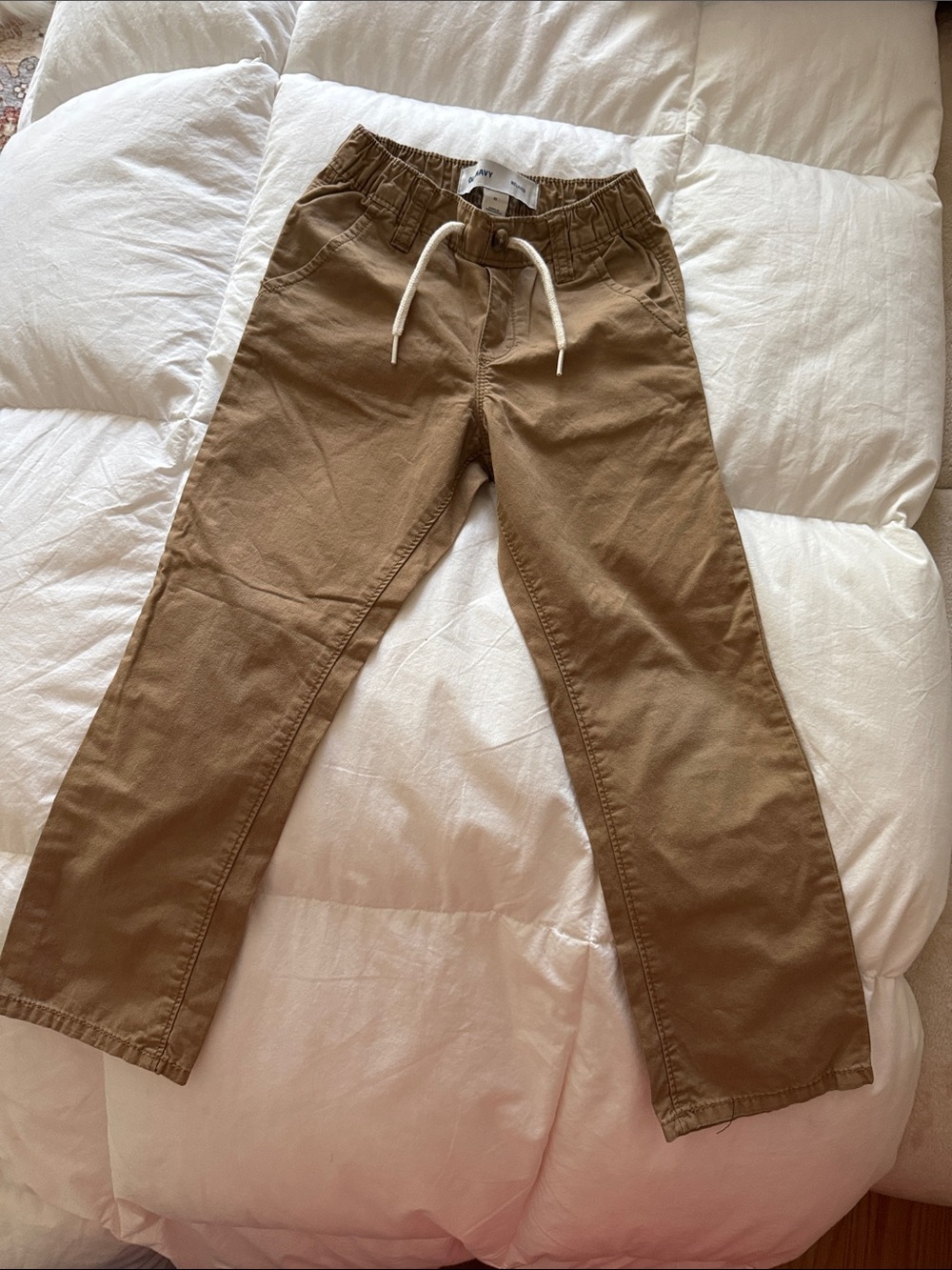 Old Navy Kids Relaxed Drawstring Pants - Tan with White Cord